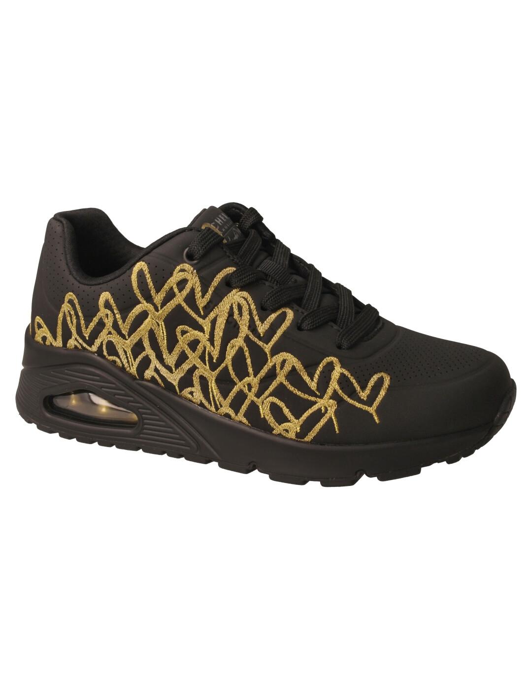 Deportivo mujer Skechers Uno negro-oro